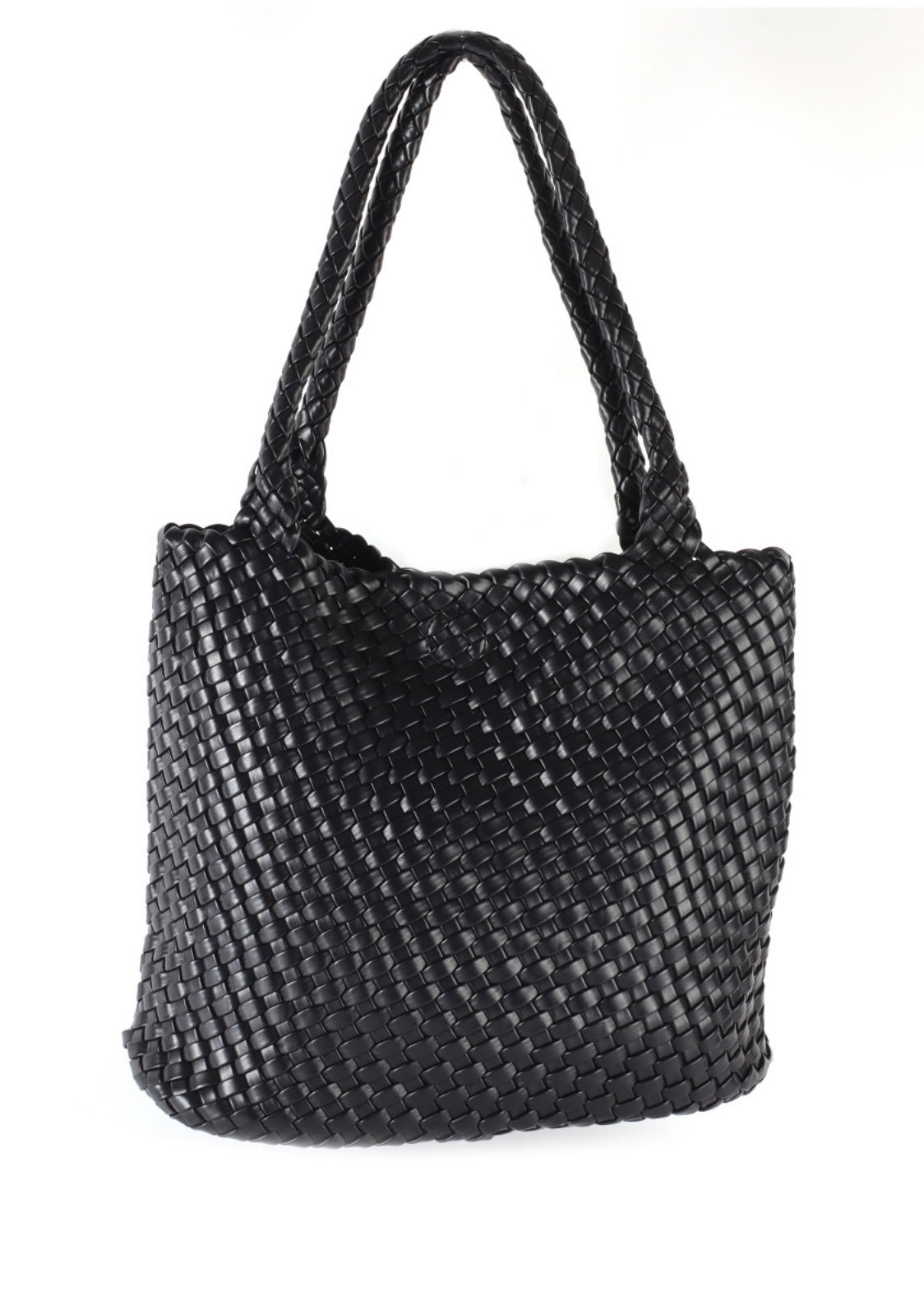 Gevlochten handtas zwart